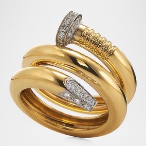 Contemporary Gold Plated Wrap Ring with White Topaz